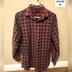 Bar III Slim Fit Men's Long Sleeve Plaid Shirt